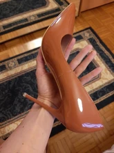 Zapatos de charol conciso para mujer, tacones de oficina puntiagudos, sexys, para fiesta, boda, poco profundos, Color Rojo