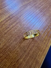 Anillos grabados con letras para mujer y hombre, sortija personalizada de compromiso, boda, acero inoxidable, hueco de oro, regalo personalizado, Metal