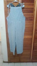 Mono de talla grande S-3XL mujer, peto informal a rayas verticales, sin mangas, mono de bolsillos, mono con pernera ancha, pantalones vaqueros