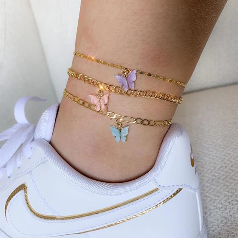 Butterfly Anklets For Woman Bohemian Butterfly Pendant Anklets Gold Color Figaro Chain Ankle Bracelet on leg 2020 Foot Jewelry Butterfly Anklets For Woman Bohemian Butterfly Pendant Anklets Gold Color Figaro Chain Ankle Bracelet on leg 2020 Foot Jewelry