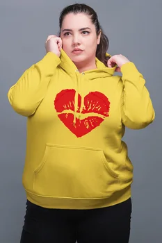 

Angemiel Wear Kiss Yellow Women 'S Hooded Sweatshirt