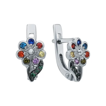 

Silver earrings with cubic zirconia sunlight sample 925 test