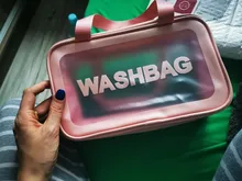 Neceser de viaje para mujer, bolsa de maquillaje portátil de gran capacidad, transparente, resistente al agua, con letras, caja de almacenamiento para el cuidado de la piel