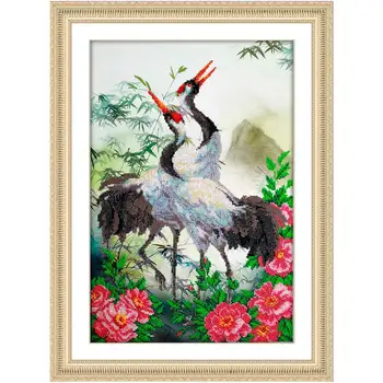 

B1479 set for embroidery with beads 'Cranes '30x45 cm