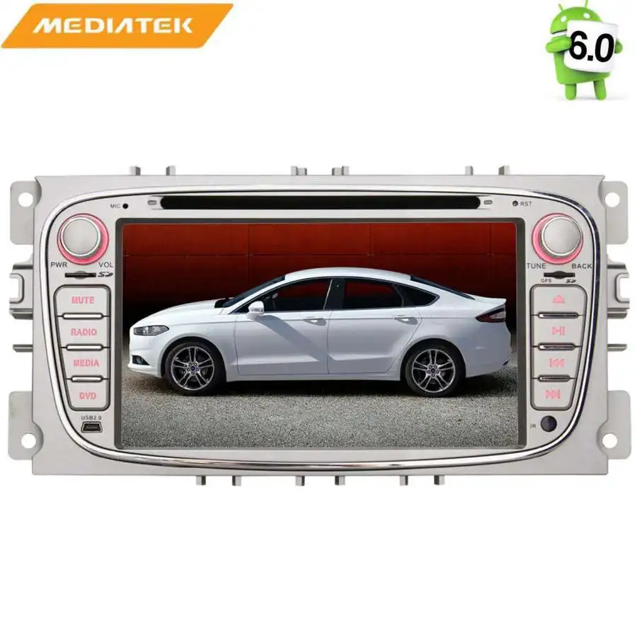 Штатная магнитола для Ford Focus II 2008-2011, C-Max, S-Max, Galaxy, Mondeo LeTrun 1412 Android 6.0.1 7 дюймов(4G LTE 2GB
