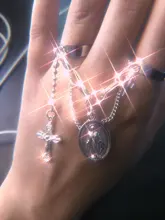 FFLACELL 2020 nueva moda Metal Cruz estilo Punk de una pieza cadena anillo abierto hombres y mujeres regalo de joyas de fiesta