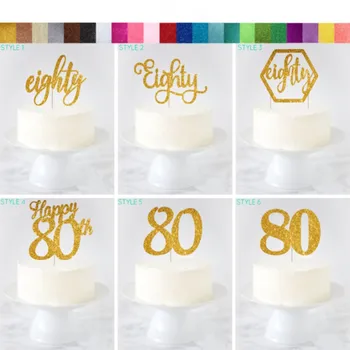 

Personalised Eighty glitter Cake Topper, Custom 80 Cake Topper,80th Birthday Decor Eightieth Topper,80th Anniversary Decorations