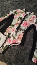 Bañador estampado de flores para mujer, una pieza, monokini, manga larga, traje de baño para surfear