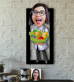 

Personalized Women 'S Dietician Caricature OF 3D Wood Tablo-1 Quality Cost Effective Gift Design Decoration Wall picture