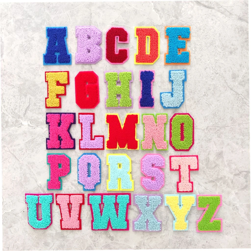 2022 New 3D Colorful A-Z 26 Letters Chenille Embroidered Patches IRON on Alphabet Letters Embroidery Applique Sewing diy