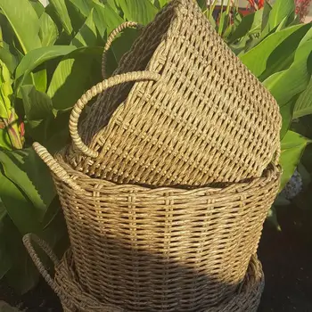 

Wicker flower faux rattan with inner горшком for planting plants, set of 3x pieces-20 L. And 45 L. And 45 L.