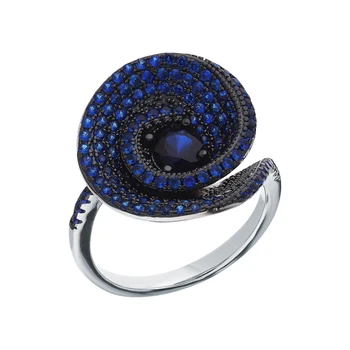 

Silver ring with spinels synthetic sunlight sample 925