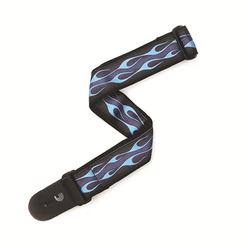 

50f10 guitar strap, hot rod flame, blue, Planet Waves