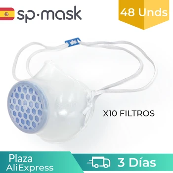 

Box of 48 reusable masks with 10 filters, EFB>99%-antibacterial efficacy 99%, reusable