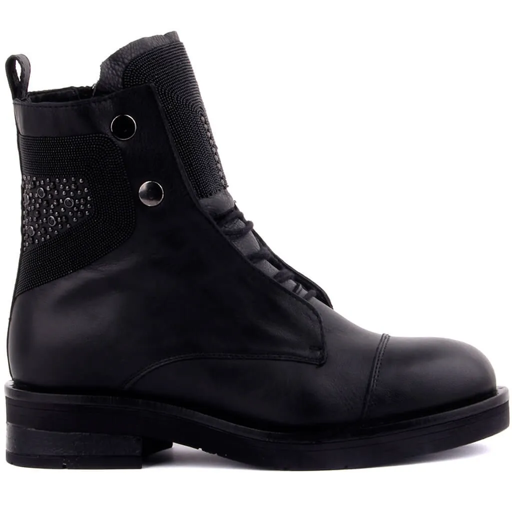 

Sail-Lakers Black Leather Zipper Women 'S Postal Boat