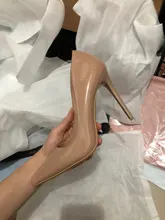 Zapatos de charol conciso para mujer, tacones de oficina puntiagudos, sexys, para fiesta, boda, poco profundos, Color Rojo