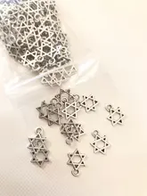 100 Uds Charms Star Of David Shield 13x10mm colgante antiguo ajuste, color plata tibetana Vintage, collar de pulsera DIY