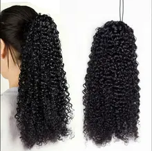 Aliballad-coleta ondulada de agua con cordón, cabello humano brasileño con Clip Afro, 4 peines, Ondulado Natural Remy