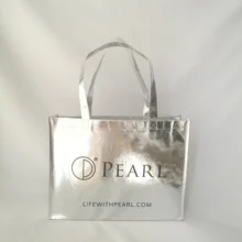 1000 шт./лот, 30Hx40x10cm, серебристый металлик, Нетканая сумка для покупок, роскошный полипропиленовый нетканый мешок для одежды, рождественской обуви