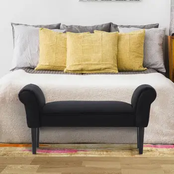 

Stool Bed Foot Stool with Arms Upholstered Bench type Wood for Bedroom Living Room Hallway Charging 130k