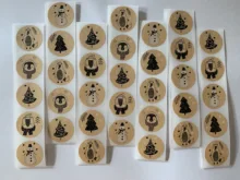 Etiquetas adhesivas con sello temático de Navidad de 1 pulgada, 6 diseños, para regalo DIY, paquete de horneado, decoración de papelería, 100-500 Uds.