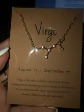 Signo del zodiaco de estrella de cartón para mujer, collares de constelación de 12, colgante de cristal dorado, collares de cadena de Gargantilla, joyería de regalo para cumpleaños