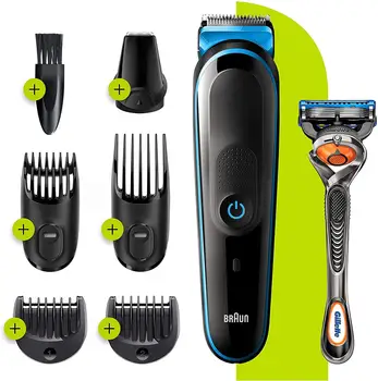 

Braun MGK 5245 trimmer 7 in 1, machine trimmer beard and hair clipper, trimmer for small details, color black/blue