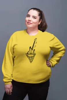 

Angemiel Wear Stone Nailed Guitar Yellow Women Sweatshirts