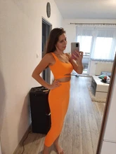 Kliou-top corto con apertura para mujer, top sin tirantes de color liso, cintura alta elástica, ajustado largo, conjunto de dos piezas, moda femenina