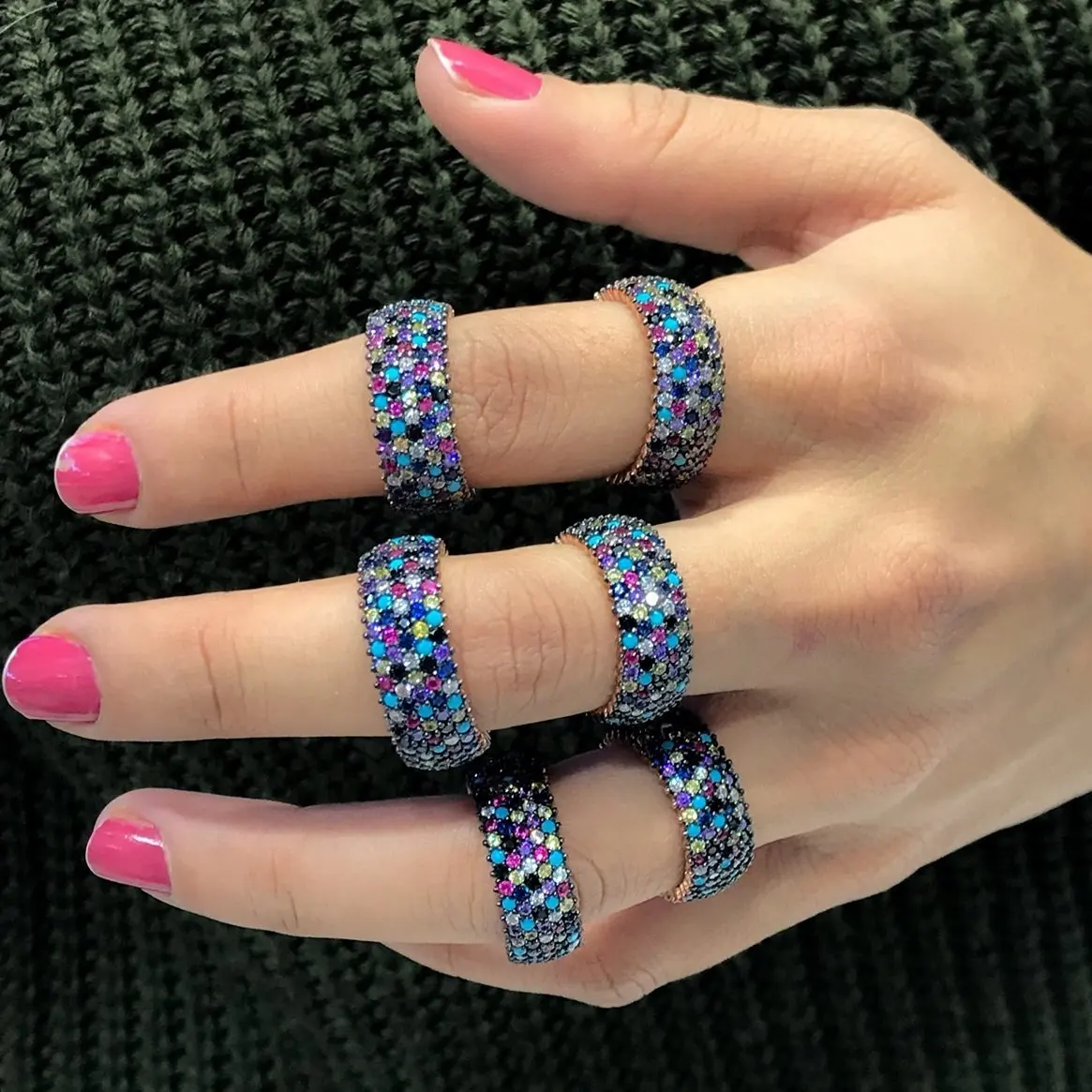 Бриллиантовое мастерство гарантированное красочное кольцо 5 sgira Tamtur Gümüş|Кольца|