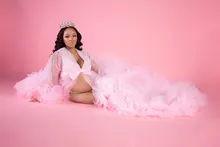 Túnicas de tul esponjosas para mujer, vestidos largos de tul azul cielo personalizados, para sesión de fotos, playa, fiesta de cumpleaños, Túnica de tul