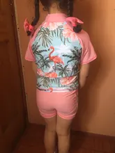 BAOHULU-Conjunto de dos piezas para niña, trajes de baño de manga corta con protección UPF 50 +, traje de baño de protección UV, traje de baño de playa de verano