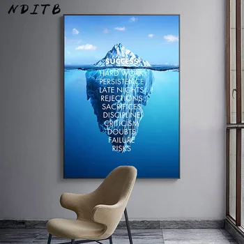 

Ice Mountain Success Quote Motivational Poster Nordic Wall Art Canvas Print Painting Modern Home Office Room Decoration Picture