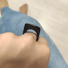 Anillos Vintage de resina negra con diseño geométrico para mujer, joyería de moda, anillo Simple para niña, venta al por mayor