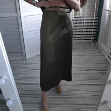 Falda de verano para mujer, conjunto de 2 piezas de faldas de cintura alta, color verde, liso, satinado, color púrpura, 2021