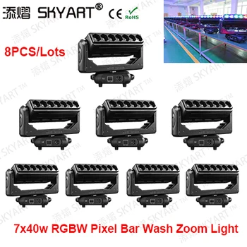 

8pcs Mixing Color Pixel Spot Control 7x40W RGBW LED Beam Moving Head Light Zoom Wash Effect DMX512 DJ Disco Party Lights
