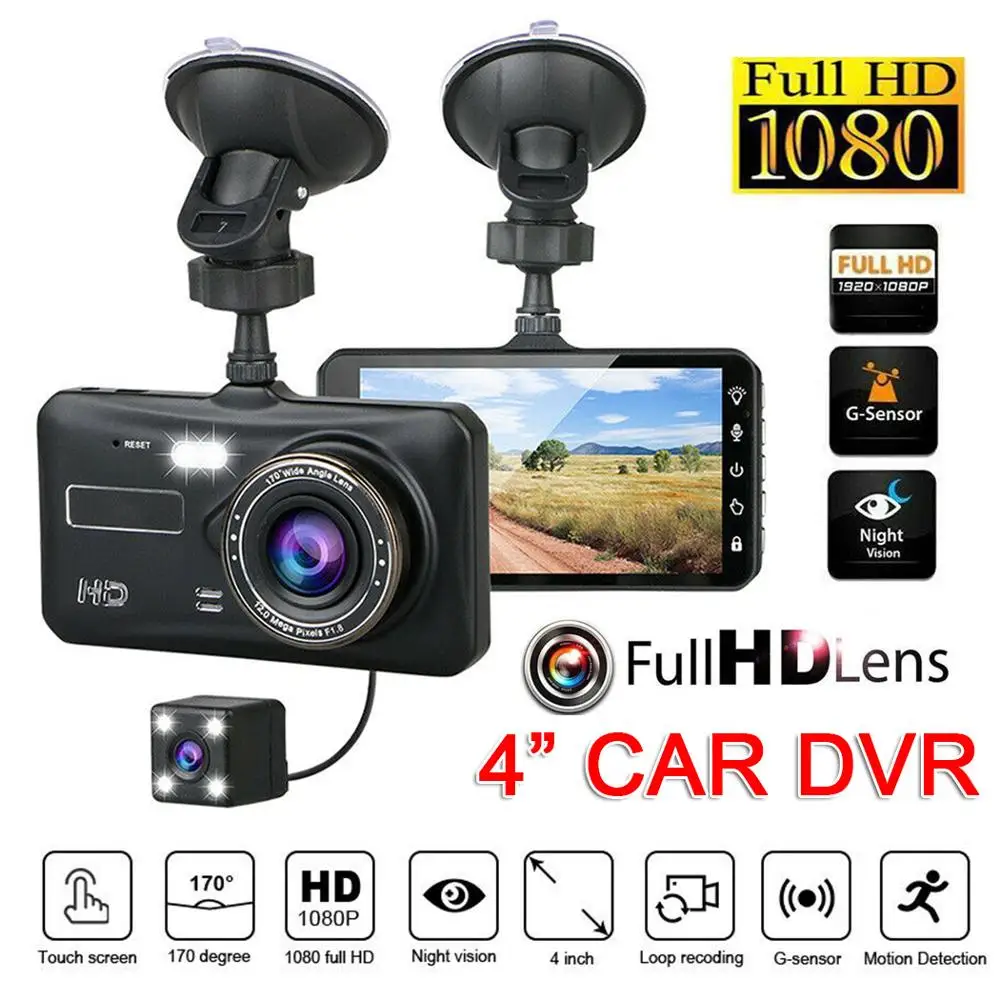 Автомобильный видеорегистратор Full HD 1080 с камерой заднего вида сенсорный ЖК экран ночное видение обнаружение движения