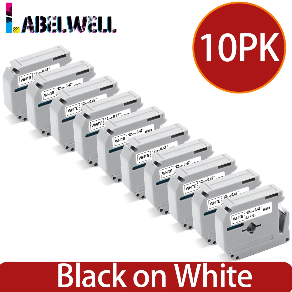 Labelwell 10PCS MK-231 MK 231 Compatible for Brother M-K231 MK231 MK-131 631 431 531 731 831 P-touch PT-45M PT-70 | Компьютеры и офис