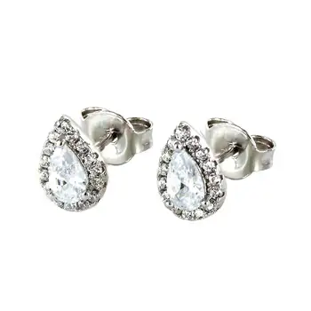 

Earrings Silver TEAR SHAPE with White Zircons