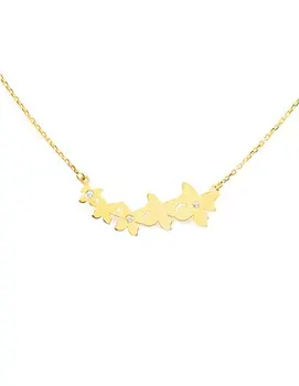 

Necklace gold butterflies nations with zircons (9Kts)