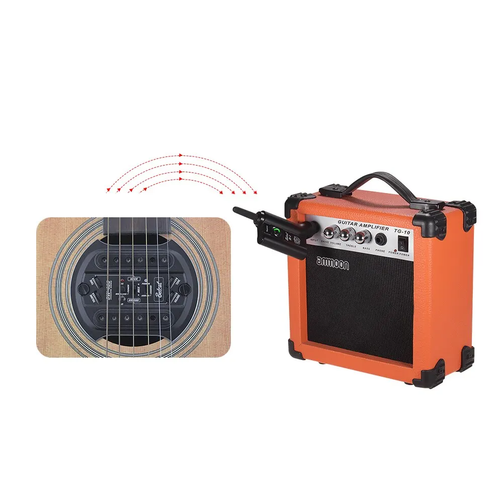 Belcat SW400+ R1 UHF перезаряжаемая Акустическая гитара беспроводная звуковая система звукового отверстия с приемником Max.50M Диапазон передачи