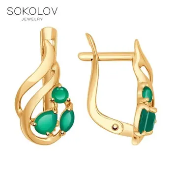 

SOKOLOV drop earrings with stones of gold with agate, fashion jewelry, 585, women's male, long earrings