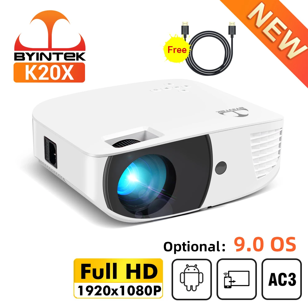 BYINTEK K20X Full HD Native 1920*1080P Smart Android WIFI LED Video LCD Home Theater Projector for Smartphone 3D 4K Cinema rca projector