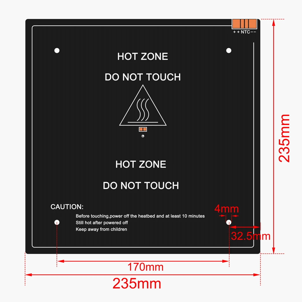 Peças da Impressora Hotbed a Cama Aquecida de Alumínio a Mais Atrasada para o Apoio da Cama Pces Preto Mk3 Quente 24v 220w 235*235*3.0mm 3d 1 - Imagem 6