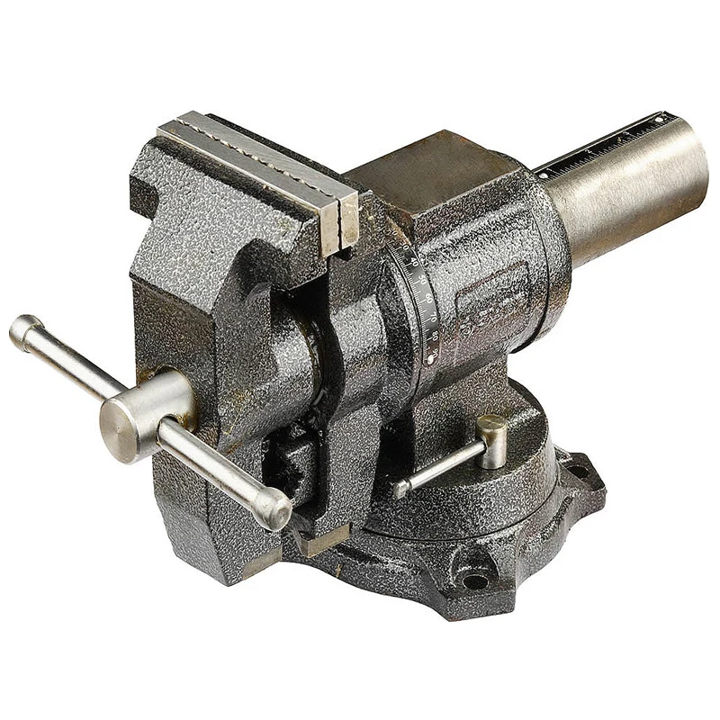 Тиски слесарные ZUBR 32712-100 (Поворотные тиски с наковальней, вес 9.9кг, ширина губок 100мм, двухосевая конструкция, материал корпуса - чугун)