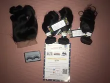 Cynosure-mechones de pelo humano Remy con cierre, mechones de pelo brasileño ondulado, 3 mechones con cierre