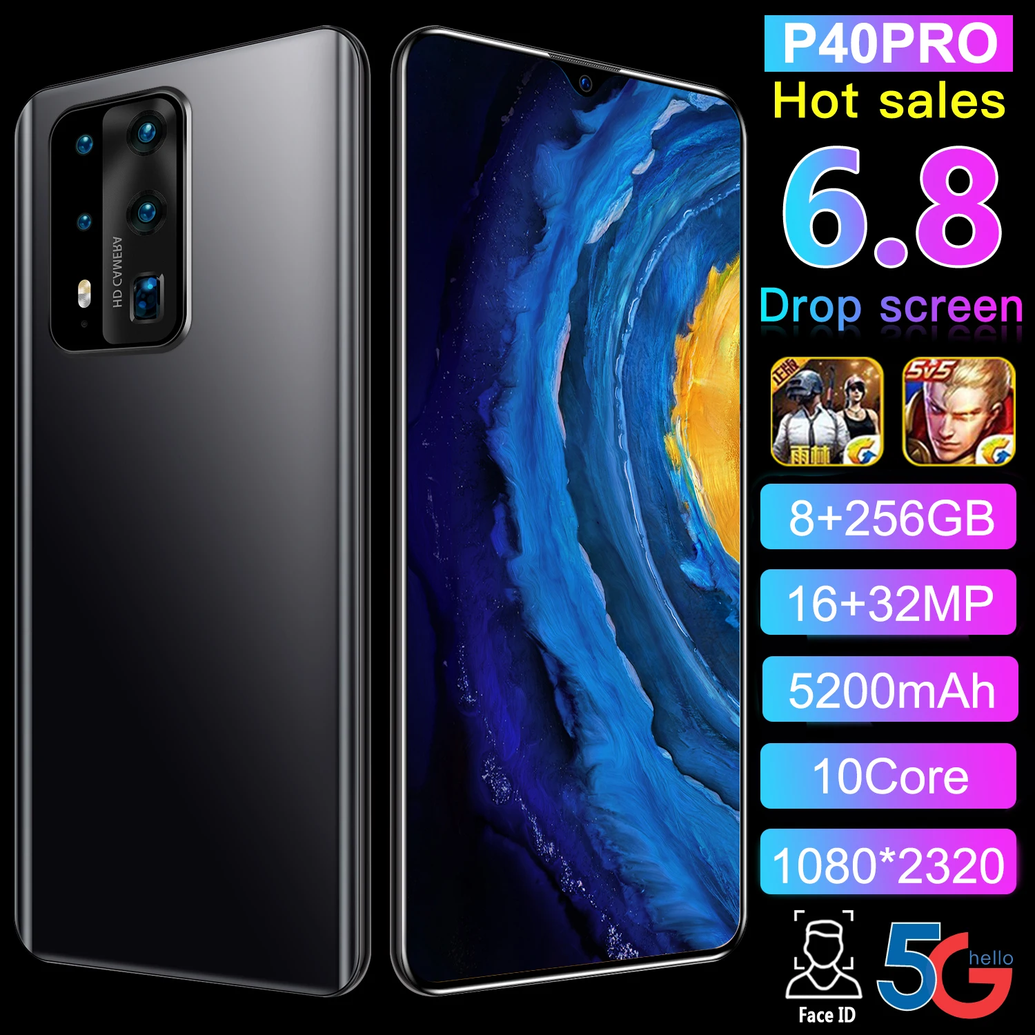 Hot P40 Pro 6.8 inch Full Display Android