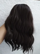 SHANGKE-Peluca de cabello sintético para mujer, cabellera larga de ondas al agua con flequillo, color marrón frío, resistente al calor, corte Bob, Cosplay diario