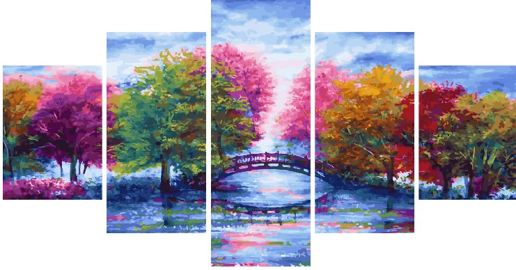Картина по номерам WX 1104 Разноцветные деревья 30*40*2+30*60*2+30*80