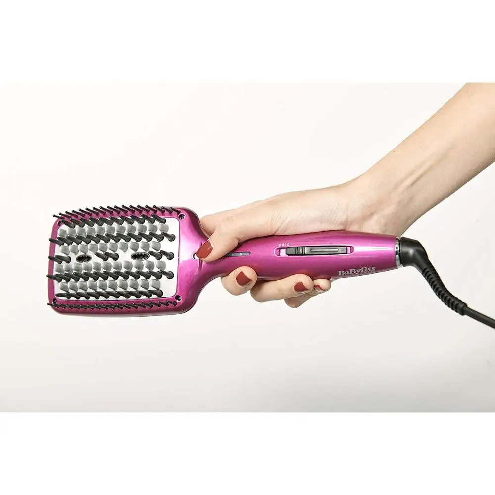 BABYLISS HSB100E Cepillo alisador de pelo electrico de cerámica con tres  tipos de púas cepillo alisador ionico|Cepillos de pelo eléctricos| -  AliExpress